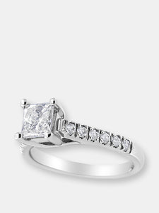 14K White Gold 1 1/5 Cttw 4-Prong Set Princess Diamond Classic Engagement Ring (I1-I2 Color, H-I Clarity) Ring