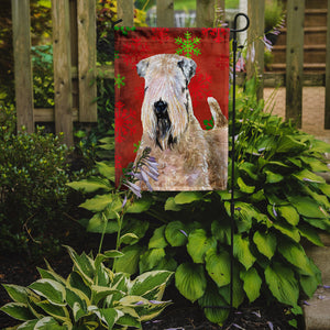 11 x 15 1/2 in. Polyester Wheaten Terrier Soft Coated Red Snowflakes Holiday Christmas Garden Flag 2-Sided 2-Ply