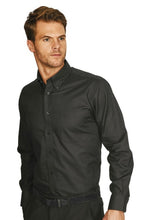 Load image into Gallery viewer, Mens Long Sleeved Oxford Shirt - Black