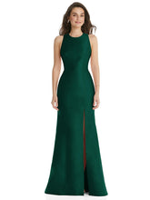 Load image into Gallery viewer, Jewel Neck Bowed Open-Back Trumpet Dress with Front Slit - D824