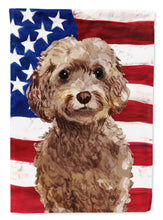 Load image into Gallery viewer, 11 x 15 1/2 in. Polyester Brown Cockapoo Patriotic Garden Flag 2-Sided 2-Ply