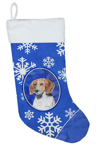 English Foxhound Winter Snowflakes Christmas Stocking