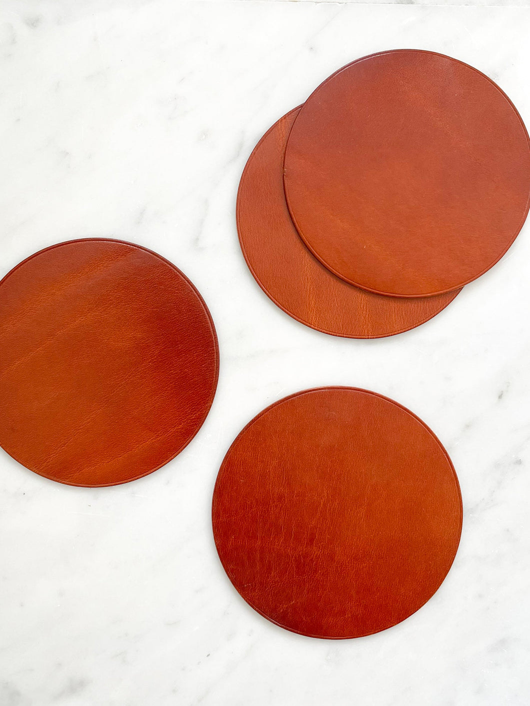 Baja Leather Coasters in Chestnut Brown - Set of 4