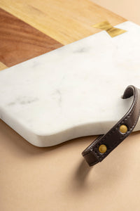 Darvaza White Marble & Wood Cutting Board