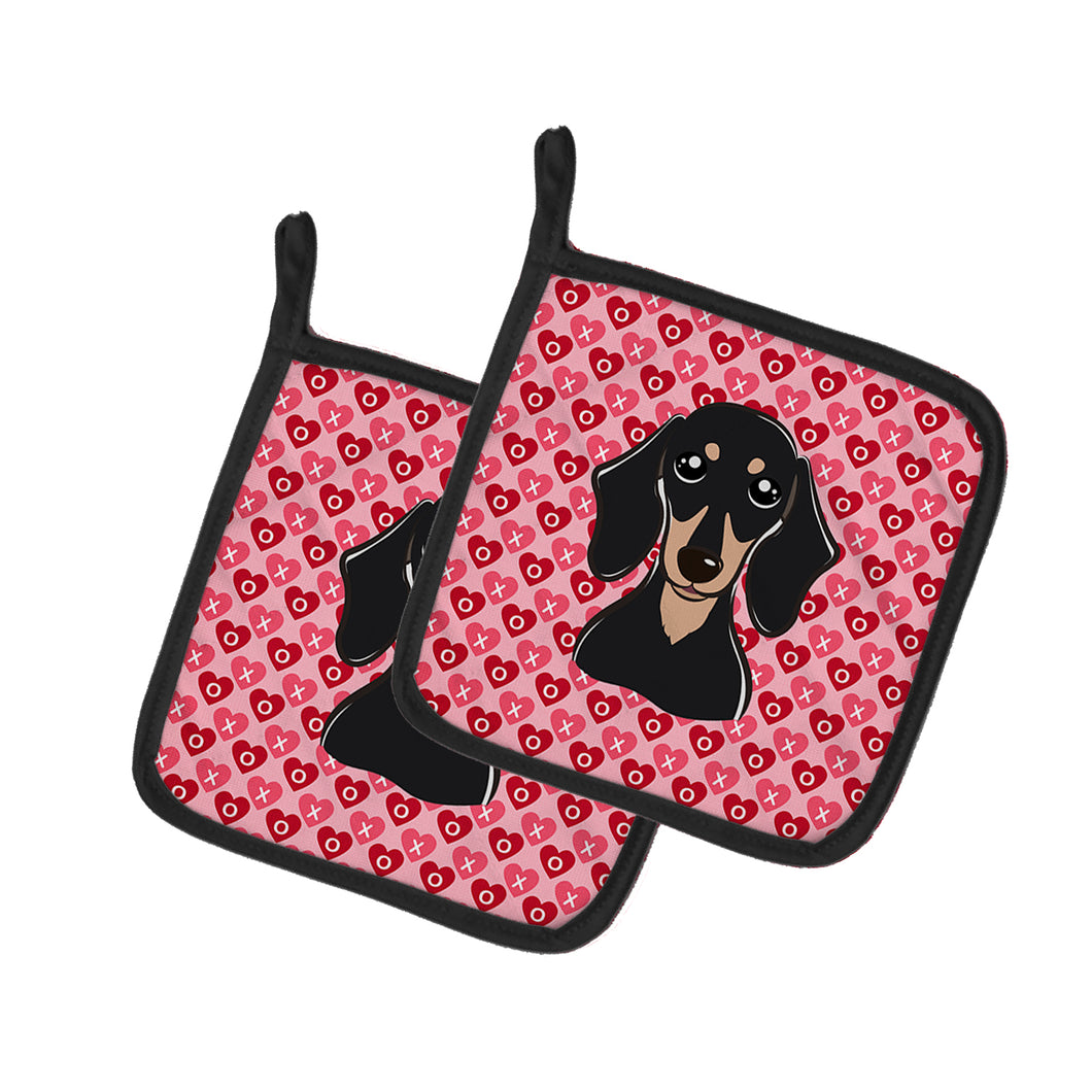 Smooth Black and Tan Dachshund Pair of Pot Holders