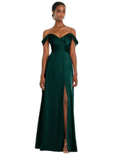 Load image into Gallery viewer, Off-The-Shoulder Flounce Sleeve Empire Waist Gown With Front Slit