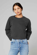 Load image into Gallery viewer, Bella + Canvas Womens/Ladies Raglan Crop Sweatshirt (Dark Grey Heather)