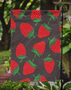 11 x 15 1/2 in. Polyester Strawberries on Gray Garden Flag 2-Sided 2-Ply