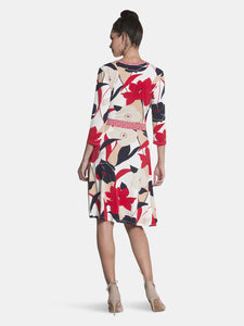 Banded Perfect Wrap  Dress in Nautique Floral Red