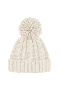 Unsiex Adults Cable Knit Melange Beanie - Oatmeal