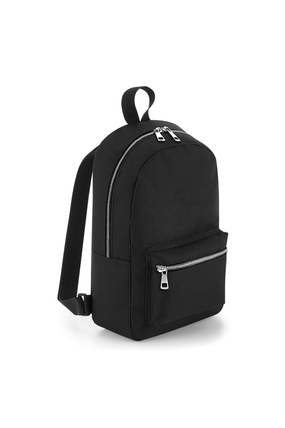 Metallic Zip Mini Backpack - Black/Silver