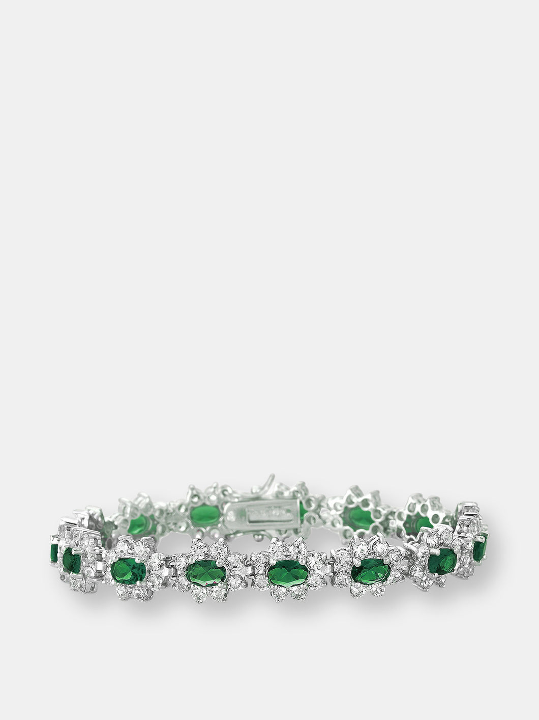 .925 Sterling Silver Emerald Cubic Zirconia Bracelet