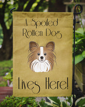 Load image into Gallery viewer, 11 x 15 1/2 in. Polyester Papillon Spoiled Dog Lives Here Garden Flag 2-Sided 2-Ply
