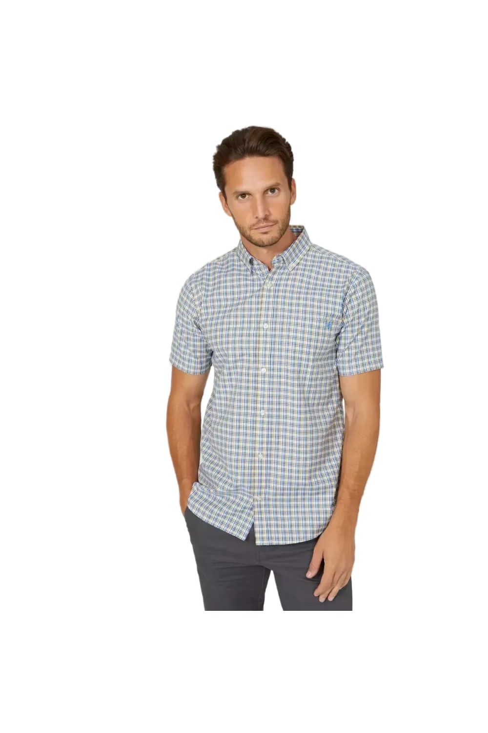 Mens Mini Grid Check Shirt - Yellow