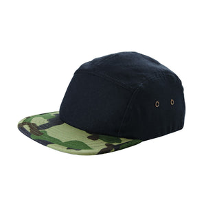 Beechfield Camouflage 5 Panel Baseball Cap (Pack of 2) (Black/ Jungle Camo)