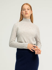 Simple High Neck Sweater - Grey
