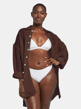 Load image into Gallery viewer, Playa Oversized Linen Shirt - EcoLinen Gauze Chocolate