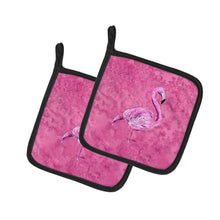 Load image into Gallery viewer, Flamingo on Pink Pair of Pot Holders