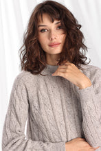 Load image into Gallery viewer, Cashmere Mock Neck Cable Sweater