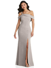Load image into Gallery viewer, One-Shoulder Draped Cuff Maxi Dress With Front Slit