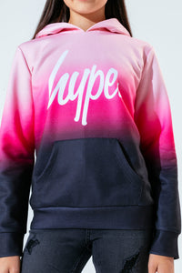 Childrens/Kids Fade Hoodie - Pink/Black/White