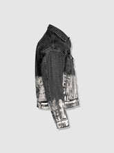 Load image into Gallery viewer, Shorter Washed Black Denim Jacket with Mercury Foil