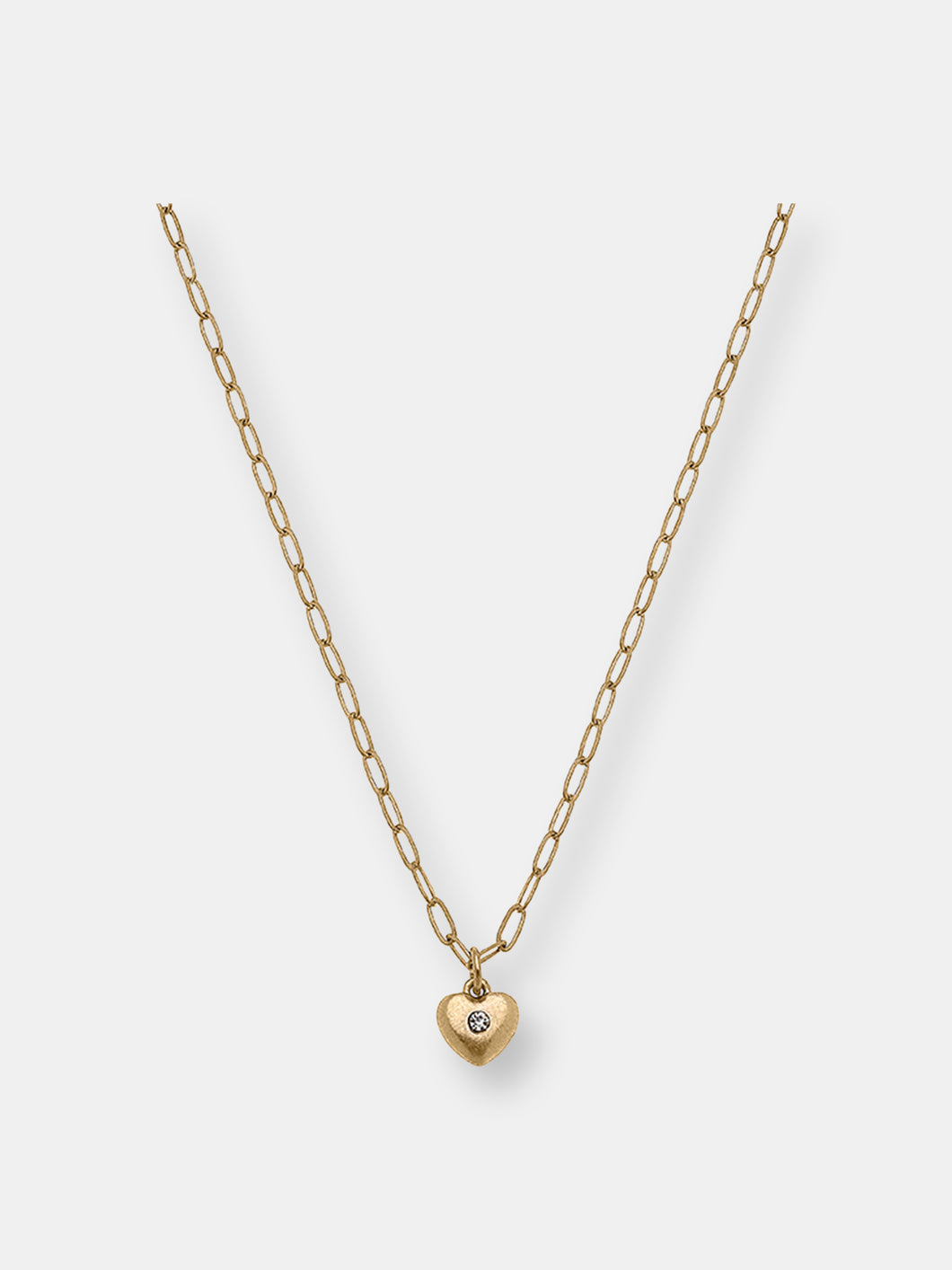 Gracie Delicate Puffed Heart Necklace in Worn Gold