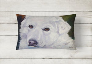 12 in x 16 in  Outdoor Throw Pillow Great Pyrenees Contemplation Canvas Fabric Decorative Pillow