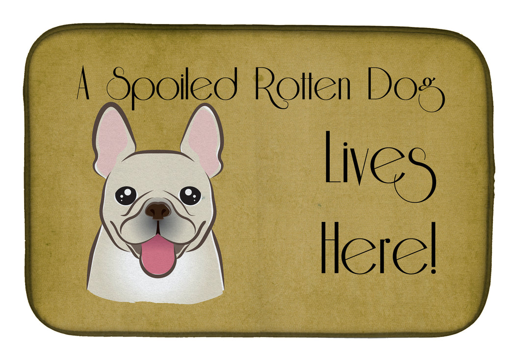 14 in x 21 in French Bulldog Spoiled Dog Lives Here Dish Drying Mat
