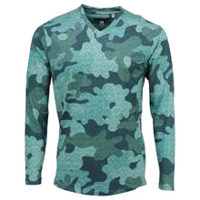 Load image into Gallery viewer, Haze Chevron Camo Teal V-neck Tee