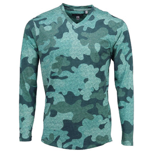 Haze Chevron Camo Teal V-neck Tee