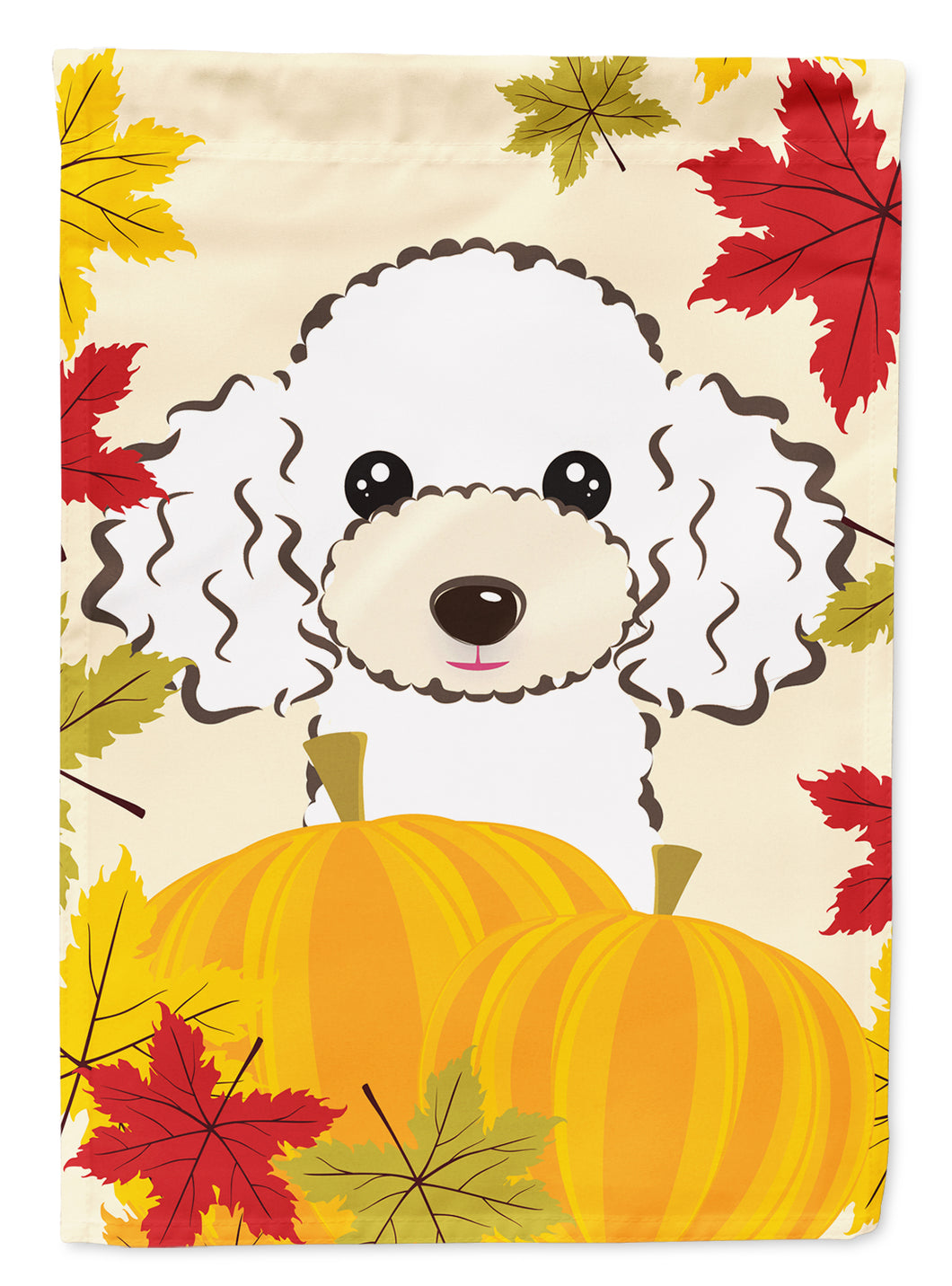 White Poodle Thanksgiving Garden Flag 2-Sided 2-Ply