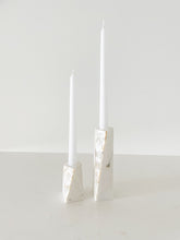 Load image into Gallery viewer, White Marble Mother of Pearl Candle Holders