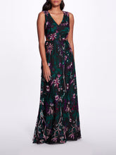 Load image into Gallery viewer, Keyhole Back Floral Gown - Black
