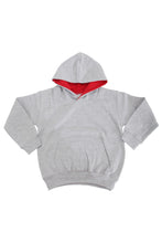 Load image into Gallery viewer, Awdis Kids Varsity Hooded Sweatshirt/Hoodie/Schoolwear (Heather Grey/Fire Red)