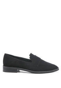 Zofia Black Suede Penny Loafers