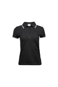 Tee Jays Womens/Ladies Luxury Fashion Stripe Polo (Black/White)