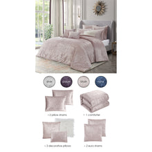 Load image into Gallery viewer, Grace Living - Tova Velvet 8pc Comforter Set With 2 Pillow Shams, 2 Euro Shams, 3 Decorative Pillows, 1 Comforter