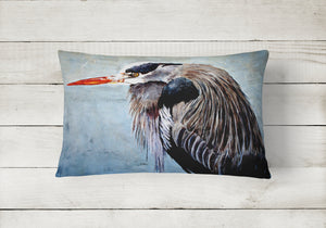 12 in x 16 in  Outdoor Throw Pillow Blue Heron Canvas Fabric Decorative Pillow