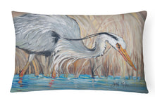 Load image into Gallery viewer, 12 in x 16 in  Outdoor Throw Pillow Blue Heron in the reeds Canvas Fabric Decorative Pillow