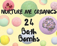 Load image into Gallery viewer, Gift Set of 24 Nurture Me Organic Bath Bombs, Large 3.5 oz Bath Fizzies All Natural with Organic Shea &amp; Cocoa Butter