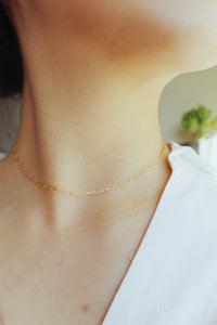 Square Link Gold Chain Choker Necklace