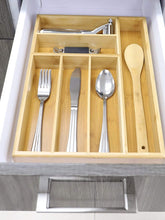 Load image into Gallery viewer, Michael Graves Design 6 Compartment Bamboo Cutlery Tray, Natural