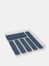 Load image into Gallery viewer, Michael Graves Design Large 6 Compartment Rubber Lined Plastic Cutlery Tray, Indigo