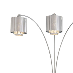 Nova of California Marilyn 90" 3 Light Arc Lamp in Polished Chrome and Mylar/Crystal Shades with Rotary Switch