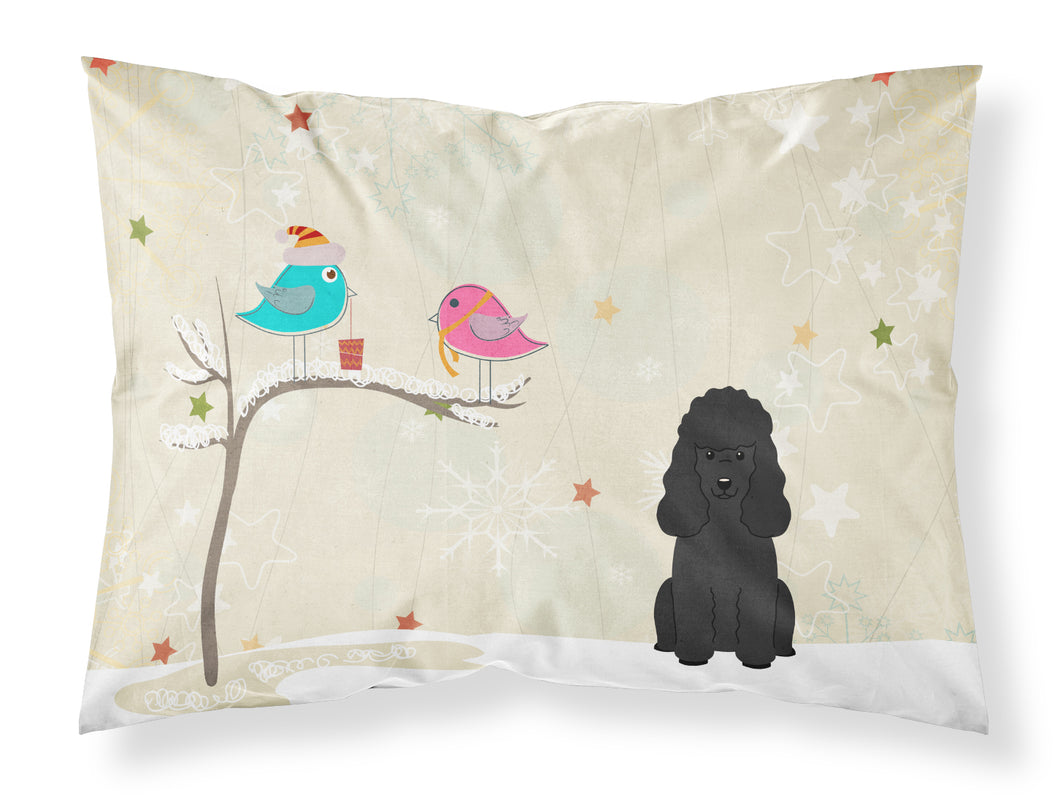 Christmas Presents between Friends Poodle - Black Fabric Standard Pillowcase