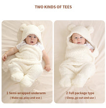 Load image into Gallery viewer, Baby Soft Plush Warm Newborn Infant Bear Shaped Hooded Swaddle Blankie Wearable Swaddle Sleeping Bag For Infant Boys Girls