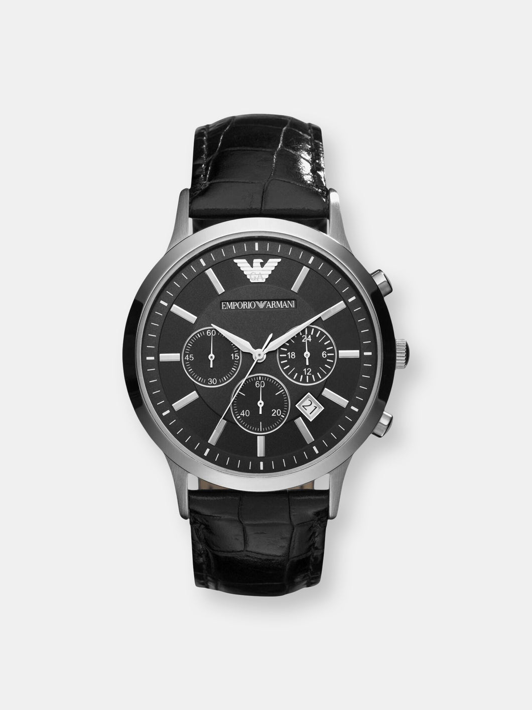 Emporio Armani Men's Renato AR2447 Black Leather Quartz Fashion Watch