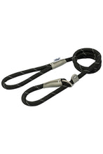 Load image into Gallery viewer, Ancol Leather Reflective Dog Slip Lead (Black) (150cm x 1.2cm)
