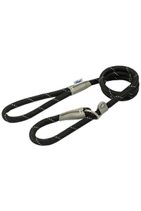 Ancol Leather Reflective Dog Slip Lead (Black) (150cm x 1.2cm)